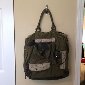 Free people army green tote bag